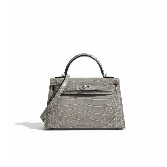 Hermès Kelly Grey Alligator Handbag (20cm)