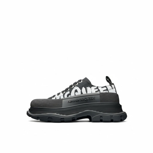Alexander McQueen Tread Slick Lace-Up Leather Sneakers Black