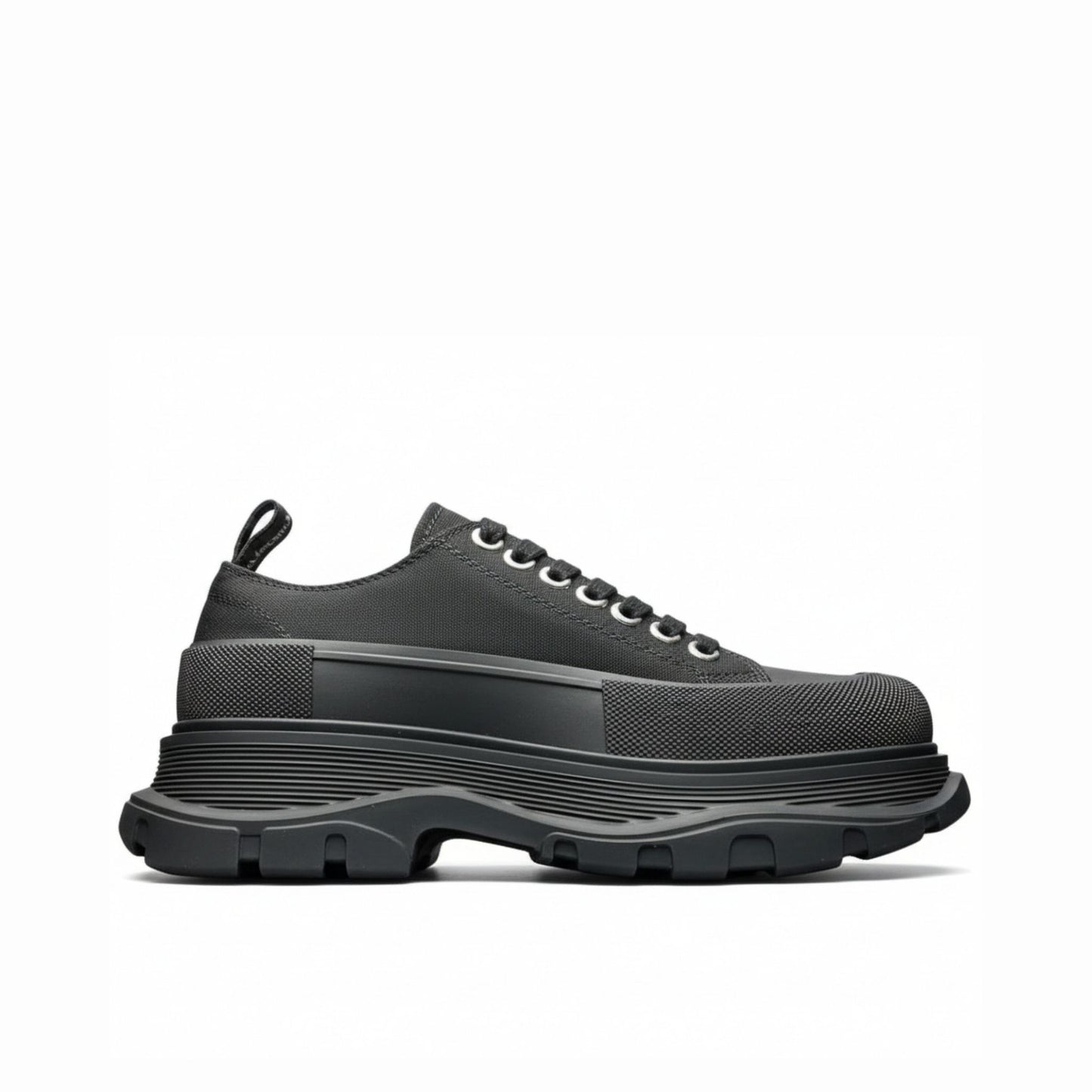 Alexander McQueen Tread Slick Lace-Up Leather Sneakers Black