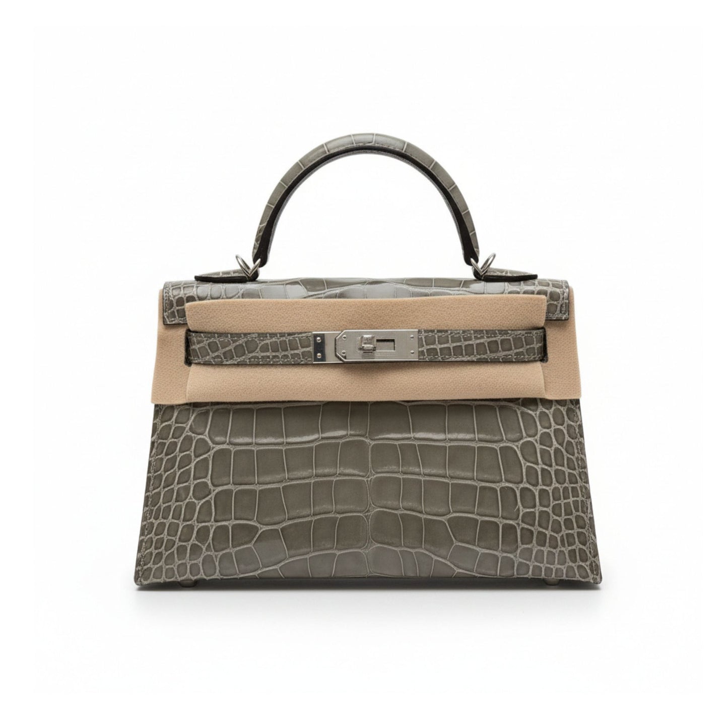 Mini Kelly II HSS Gris Perle & Black Matte Alligator with Palladium Hardware