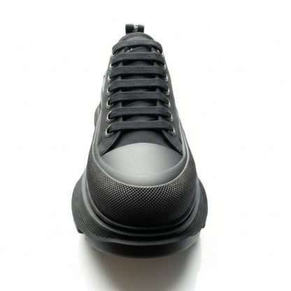 Alexander McQueen Tread Slick Lace-Up Leather Sneakers Black