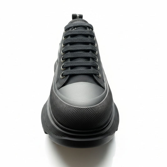 Alexander McQueen Tread Slick Lace-Up Leather Sneakers Black