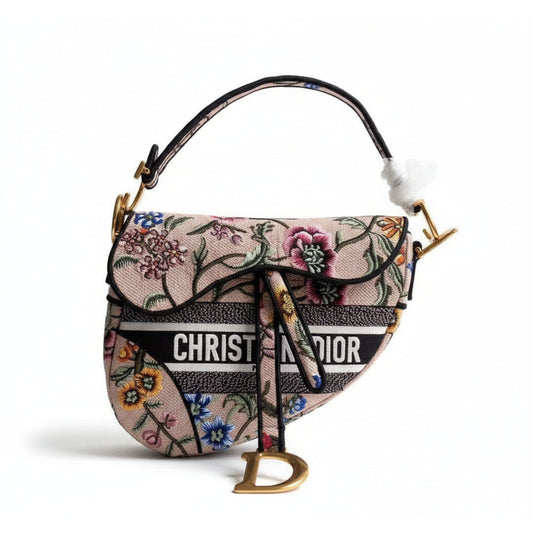 Petites Fleurs Embroidery Saddle Bag