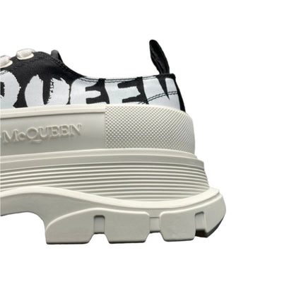 Alexander McQueen Tread Slick Lace-Up Leather Sneakers White Black