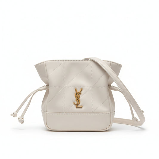 Jamie Mini Shoulder Pouch White Lambskin Leather