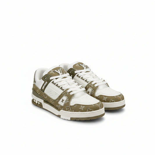 LV Trainer Sneakers – Khaki Green Denim