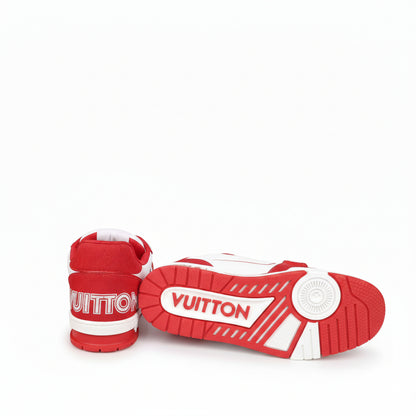 LV Trainer Monogram Denim Sneakers – Red/White