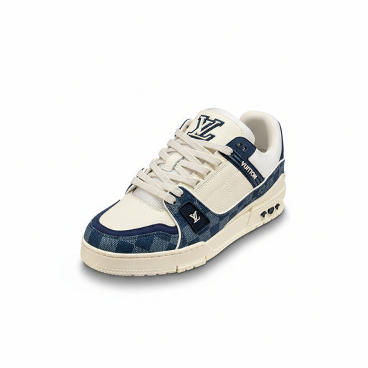 LV Trainer Sneakers – Blue/White Monogram Denim