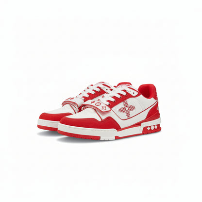 LV Trainer Monogram Denim Sneakers – Red/White