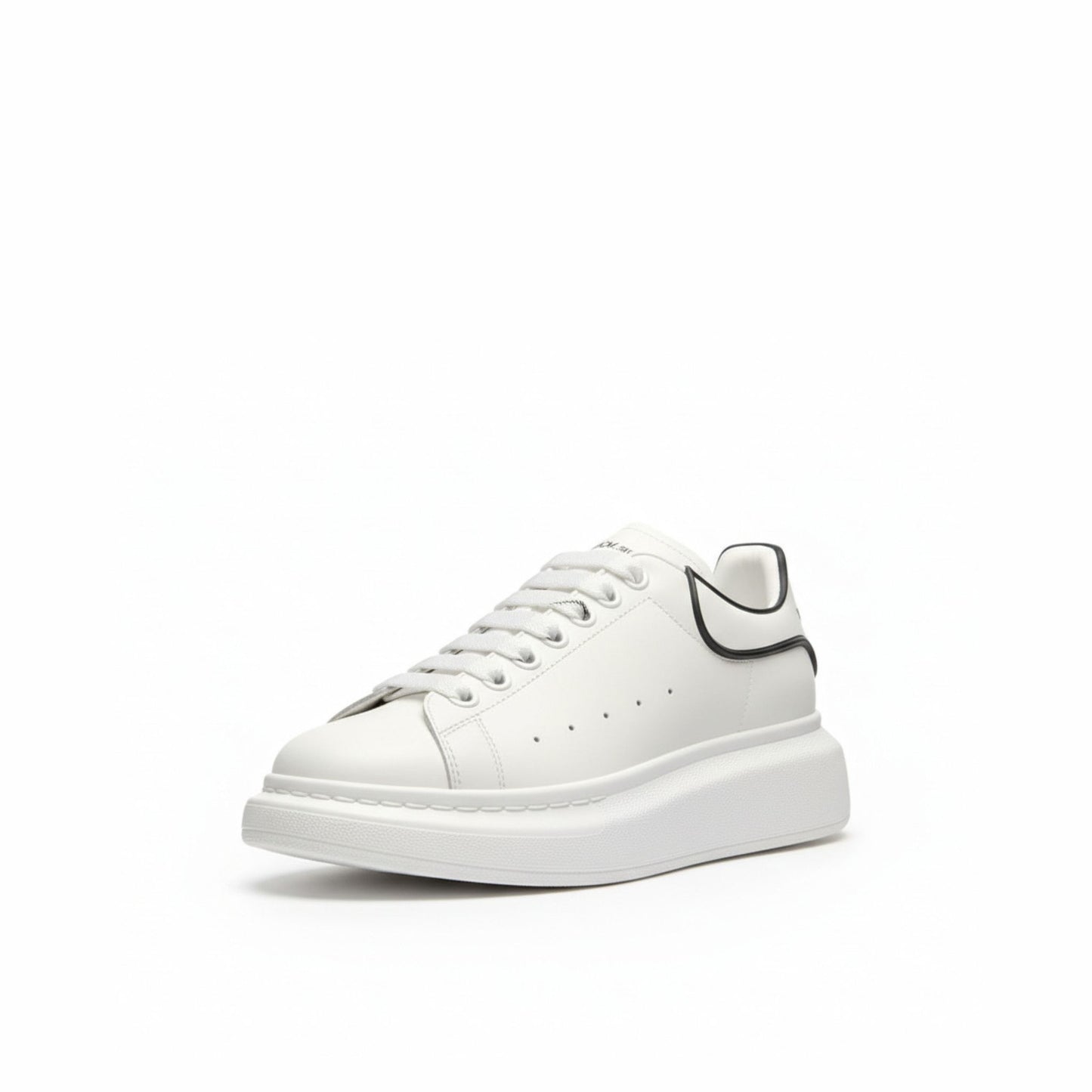 Low Top Chunky Sole Leather Trainers White Finish