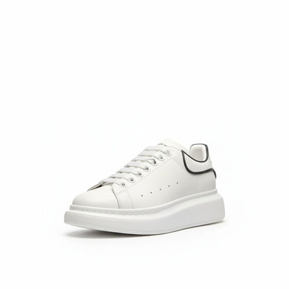 Low Top Chunky Sole Leather Trainers White Finish