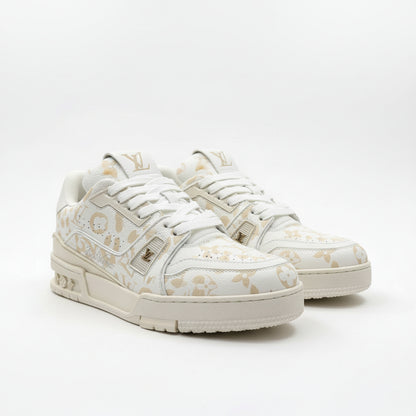 LV Trainer Sneakers – Beige Monogram Denim