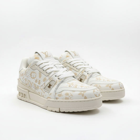 LV Trainer Sneakers – Beige Monogram Denim