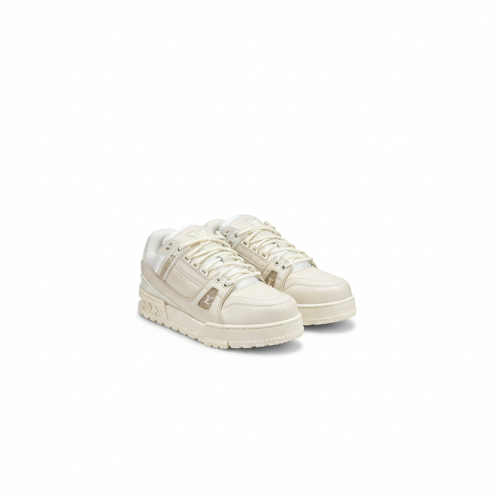 LV Trainer Calf Leather Sneakers – White