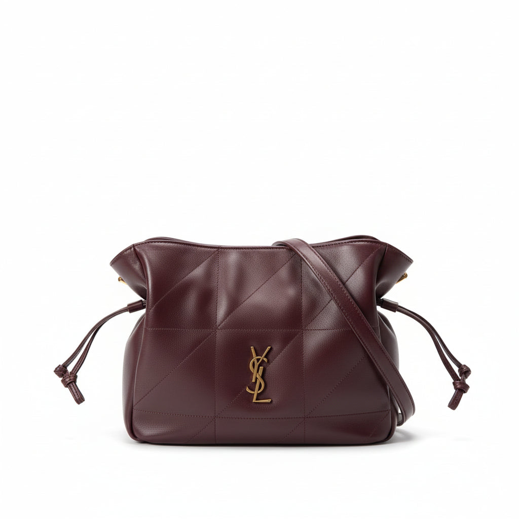 Jamie Quilted Leather Shoulder Pouch Burgundy Lambskin Gold Hardware