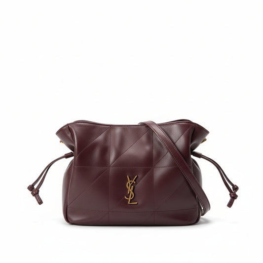 Jamie Quilted Leather Shoulder Pouch Burgundy Lambskin Gold Hardware