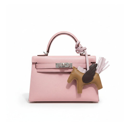 HERMÈS Mini Kelly 20 Rose Sakura Leather with Palladium Hardware