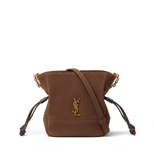 Small Jamie Bucket Bag Brown Suede Gold Hardware