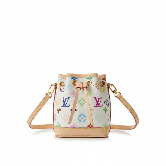 LV Nano Noé Bag – White Multicolor Monogram