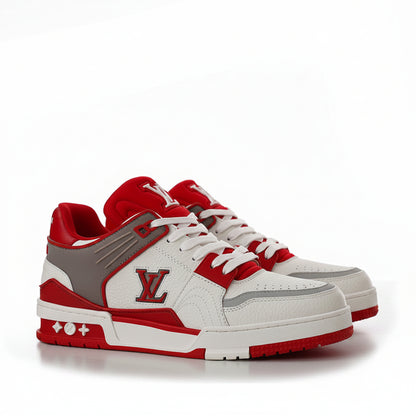 LV Trainer Sneakers – Red/White/Grey