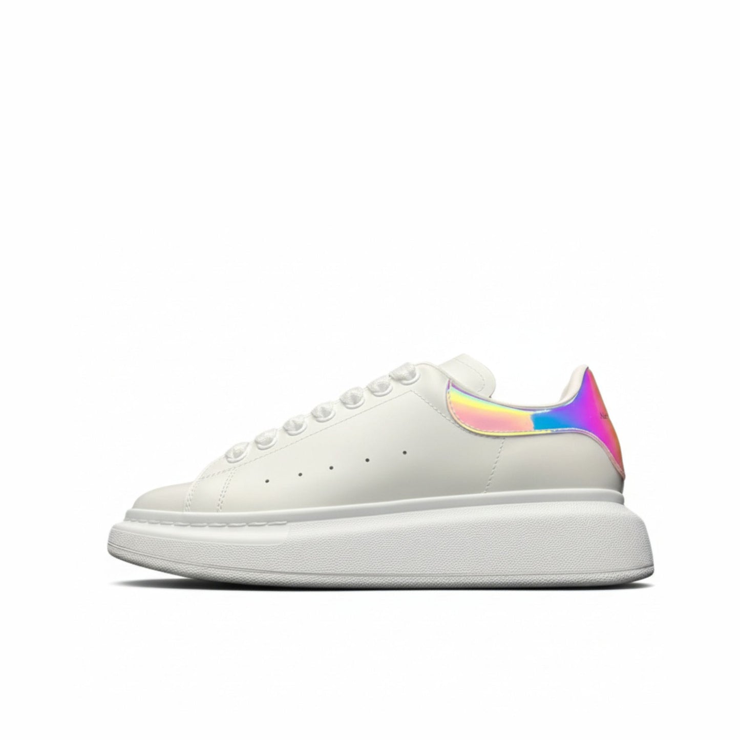 Oversized Leather Sneakers White Iridescent