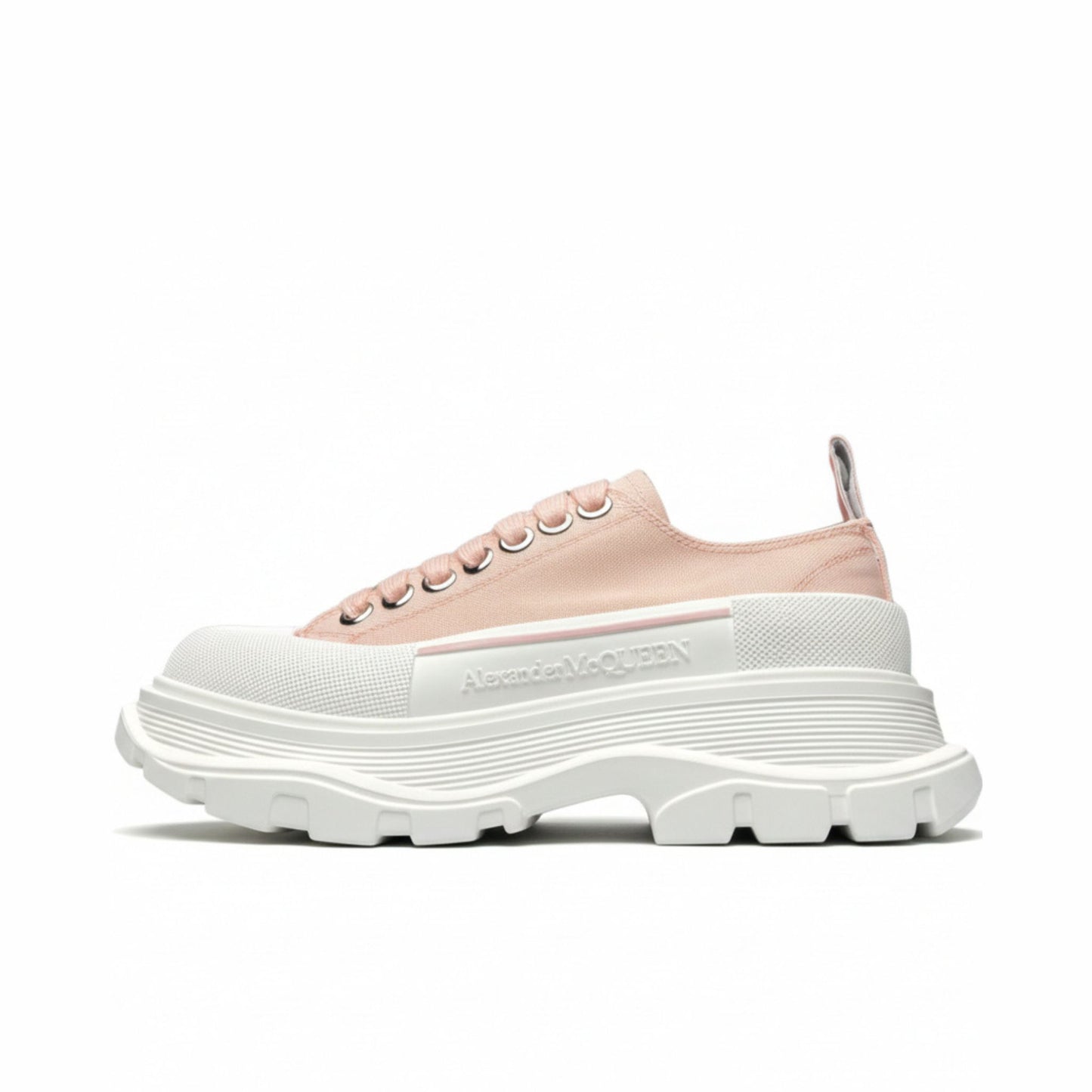 Alexander McQueen Tread Slick Low Top Sneakers Ivory Pink/White