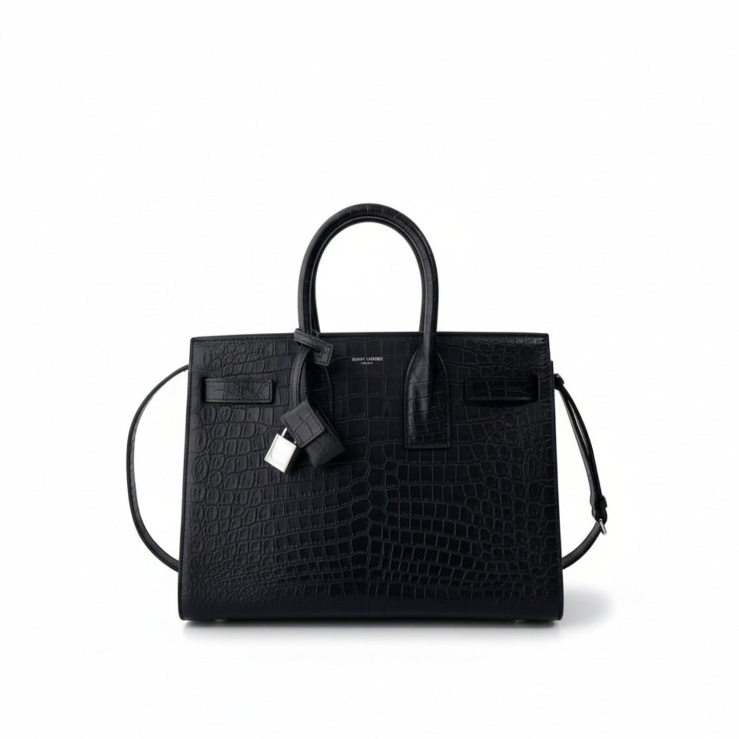 Sac de Jour Black Crocodile-Embossed Leather Bag