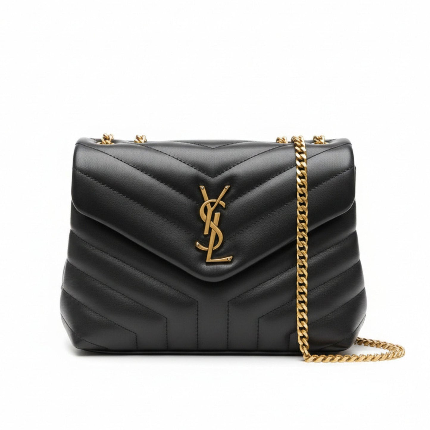 Loulou Quilted Leather Shoulder Bag Black