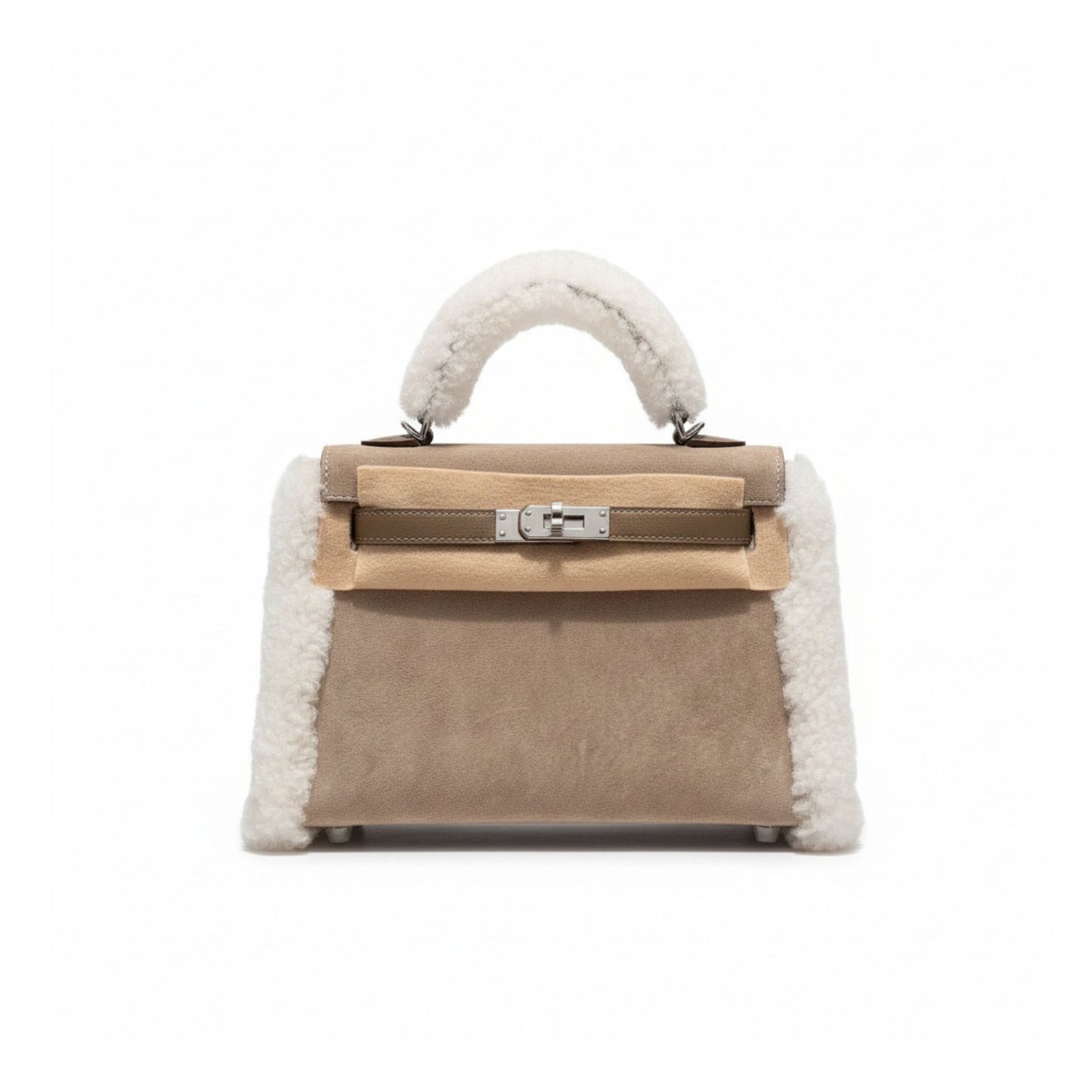 Mini Kelly 20 Teddy Gris Caillou & Étoupe Swift Leather with Palladium Hardware