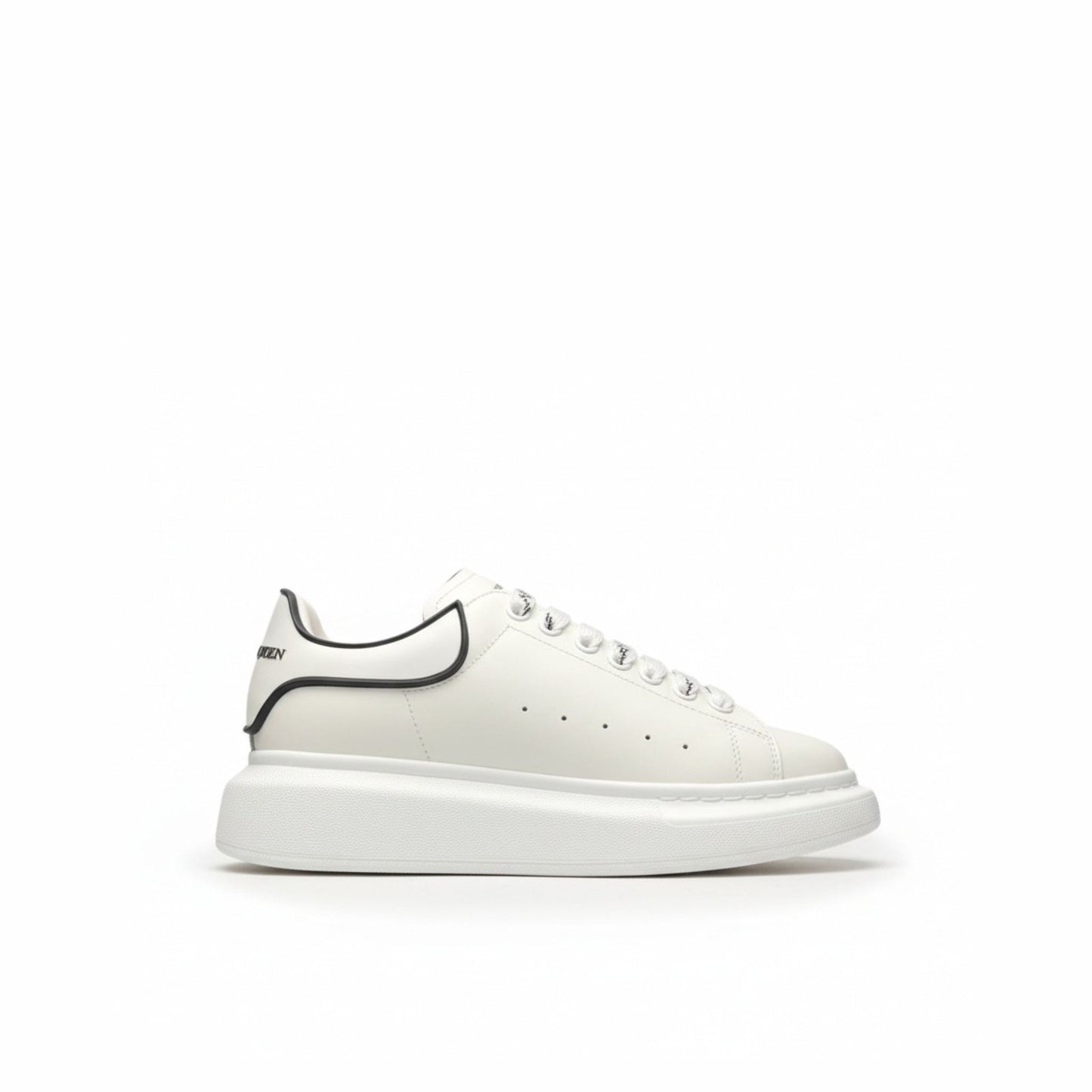 Low Top Chunky Sole Leather Trainers White Finish
