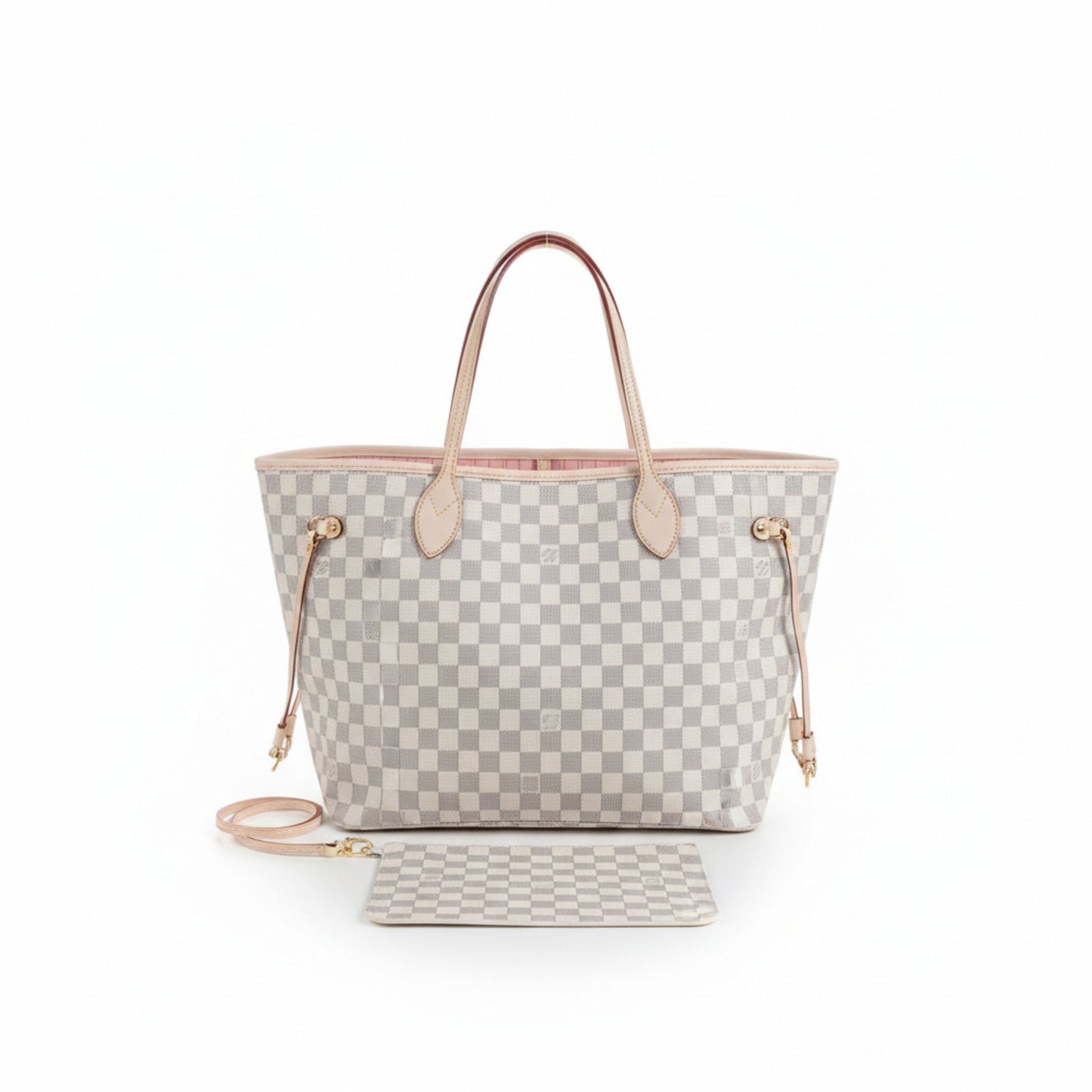 Neverfull MM Damier Azur Canvas White Tote Bag