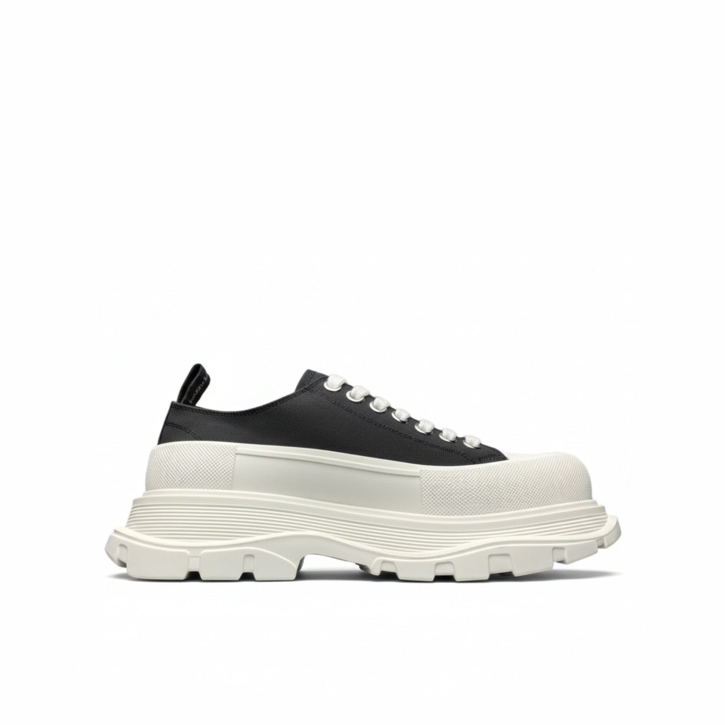 Alexander McQueen Tread Slick Lace-Up Leather Sneakers White Black