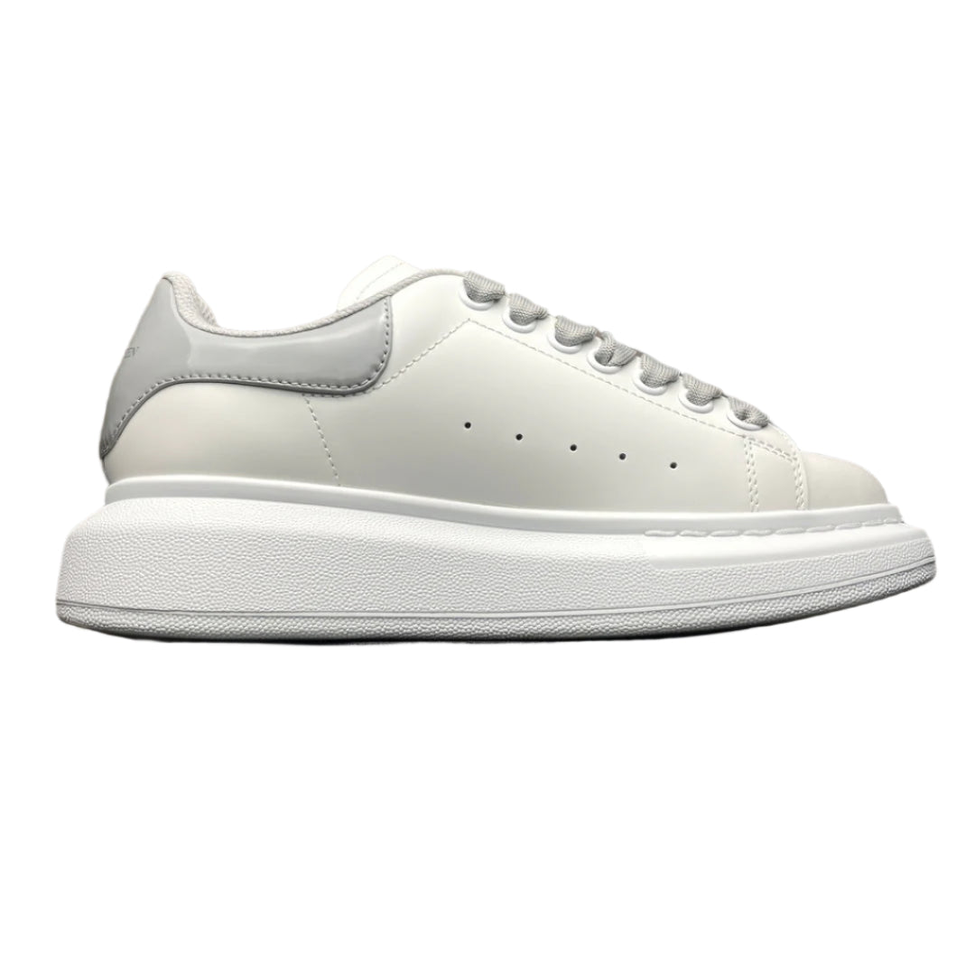 Chunky Sole Leather Trainers in White Opal Women