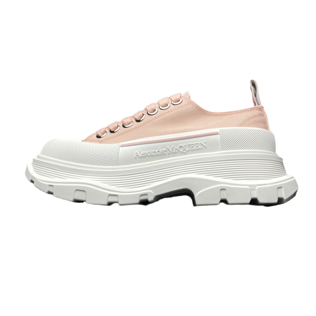 Alexander McQueen Tread Slick Low Top Sneakers Ivory Pink/White