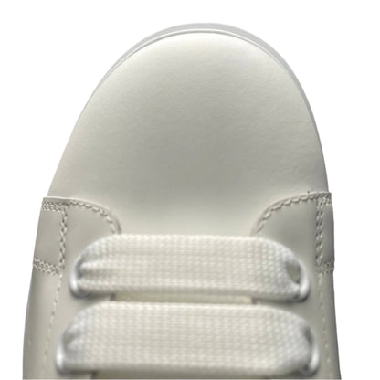 McQueen All-White Minimalist Platform Leather Sneakers