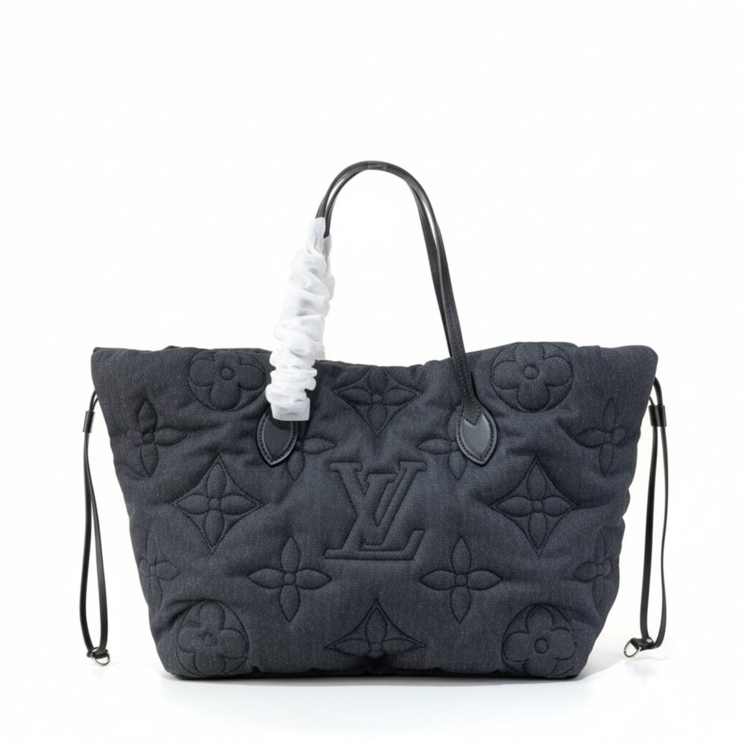 Neverfull Inside Out MM Black Puffy Nylon Reversible Tote Bag