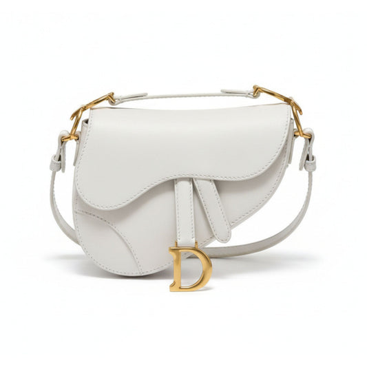 Saddle Bag White Grained Calfskin