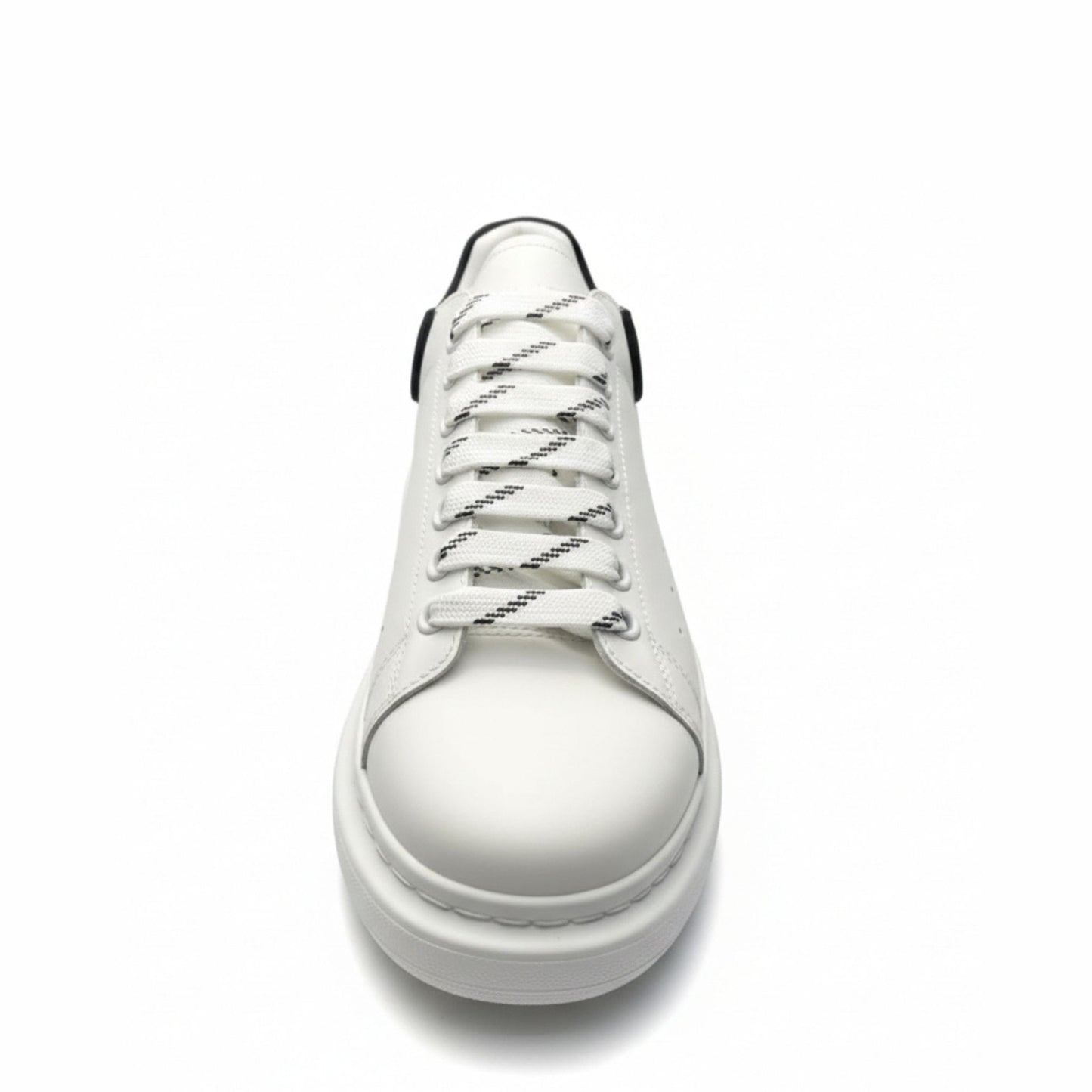 Low Top Chunky Sole Leather Trainers White Finish
