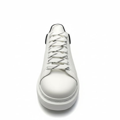 Low Top Chunky Sole Leather Trainers White Finish