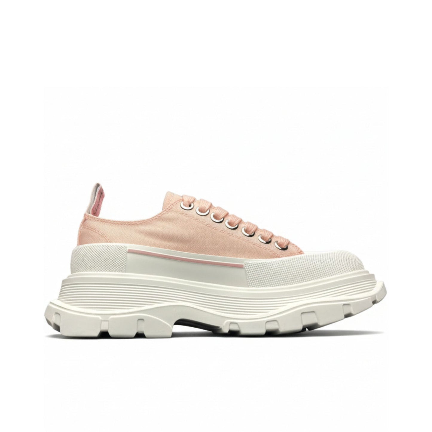 Alexander McQueen Tread Slick Low Top Sneakers Ivory Pink/White