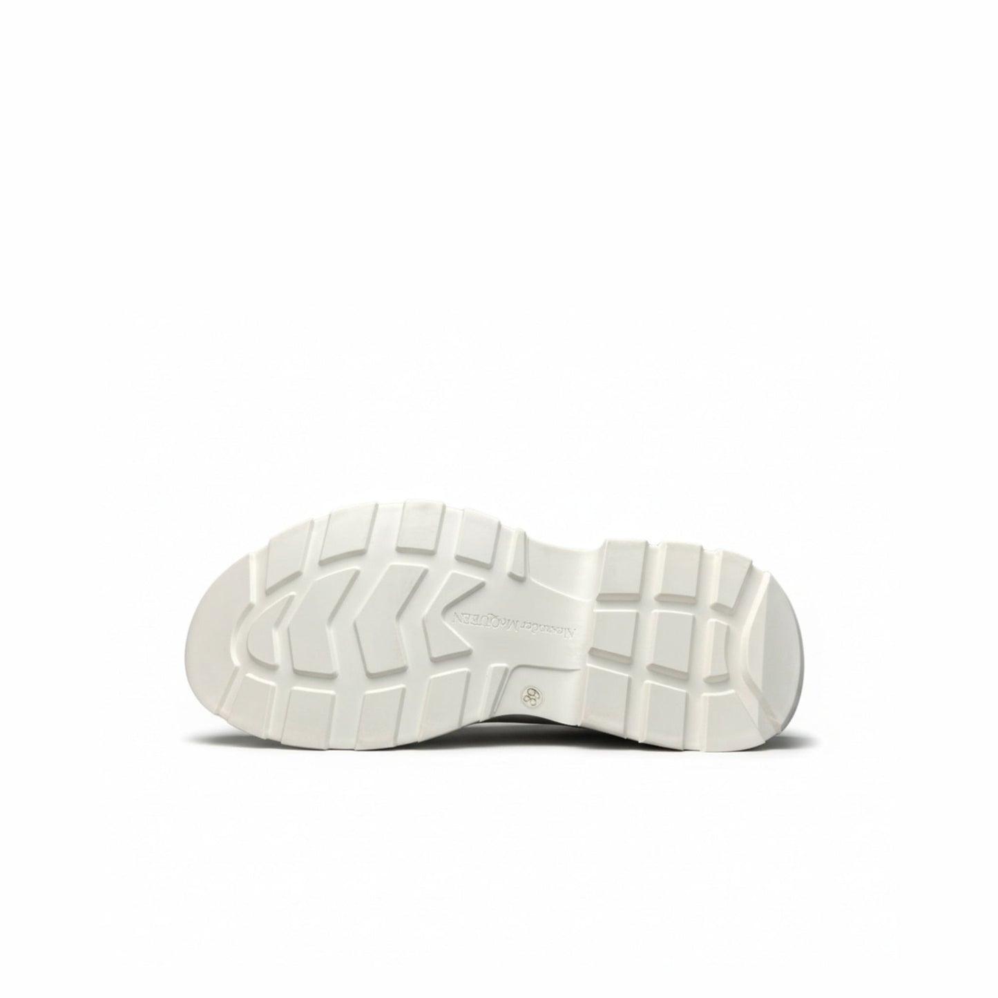 Alexander McQueen Tread Slick Lace-Up Leather Sneakers White Black