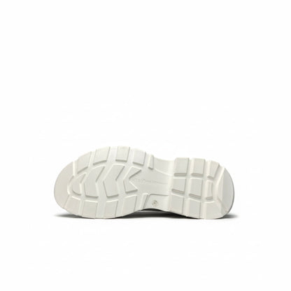 Alexander McQueen Tread Slick Lace-Up Leather Sneakers White Black