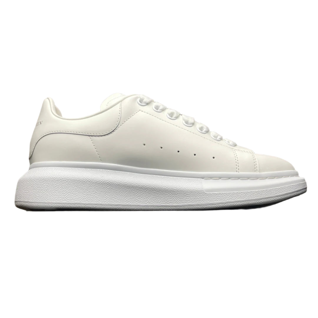 McQueen All-White Minimalist Platform Leather Sneakers