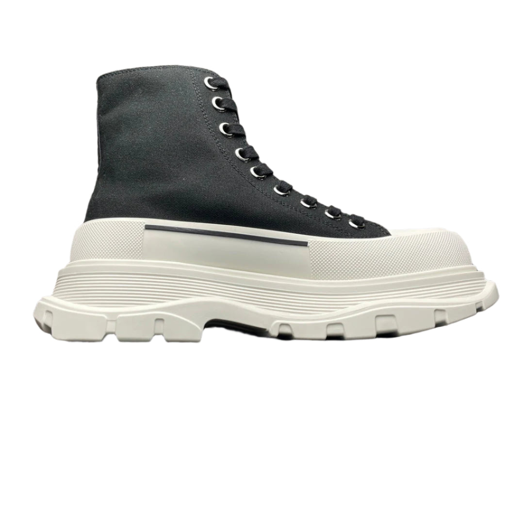 Alexander McQueen Denim Tread Slick High Top Sneakers – Luxury Designer Footwear