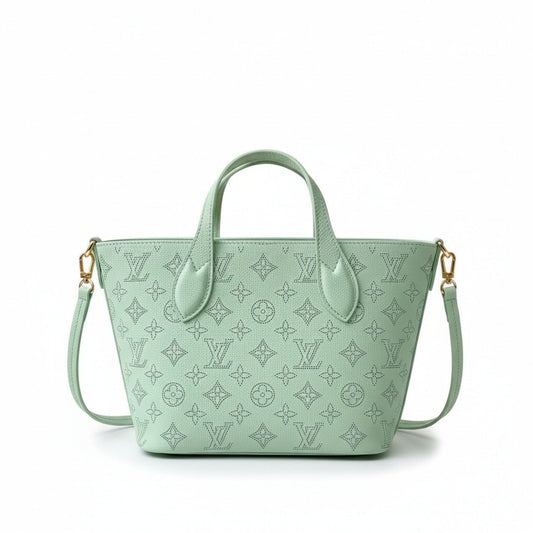 Blossom PM Jade Green Mahina Perforated Leather Tote Bag