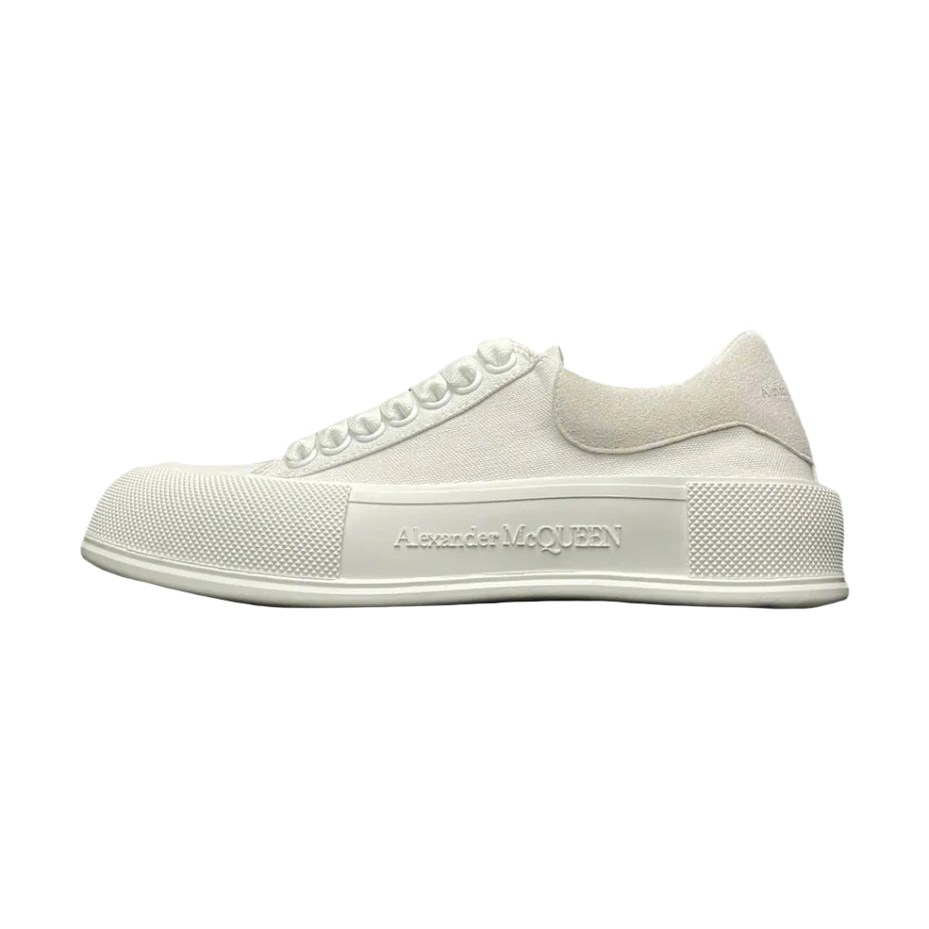 Alexander McQueen Deck Skate Plimsoll White – Designer Low-Top