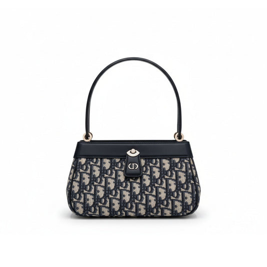 Key Bag Blue Oblique Jacquard with CD Twist Clasp