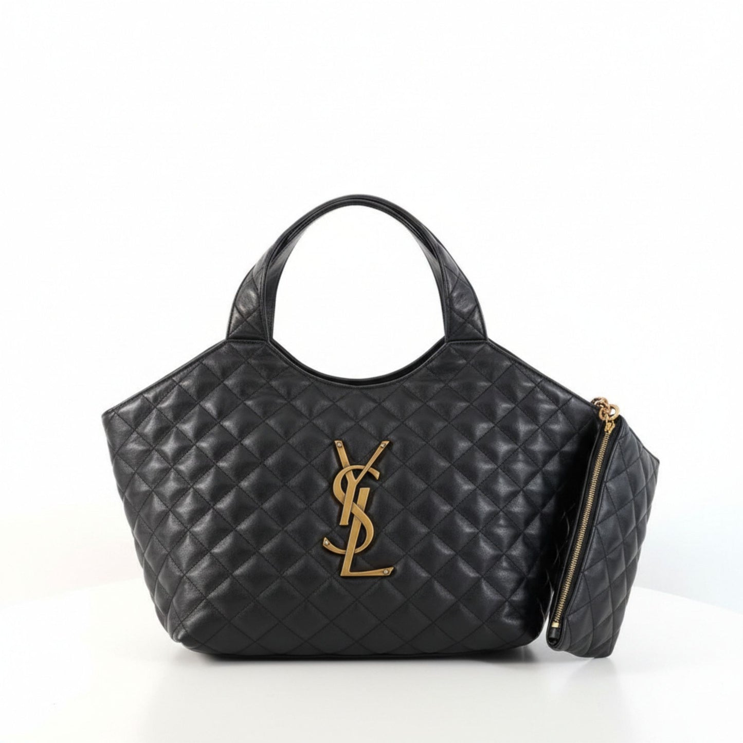 Icare Maxi Quilted Lambskin Shopping Tote Bag Black