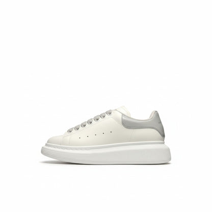 Chunky Sole Leather Trainers in White Opal Women