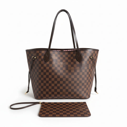 Neverfull MM Damier Ebene Canvas Brown Tote Bag